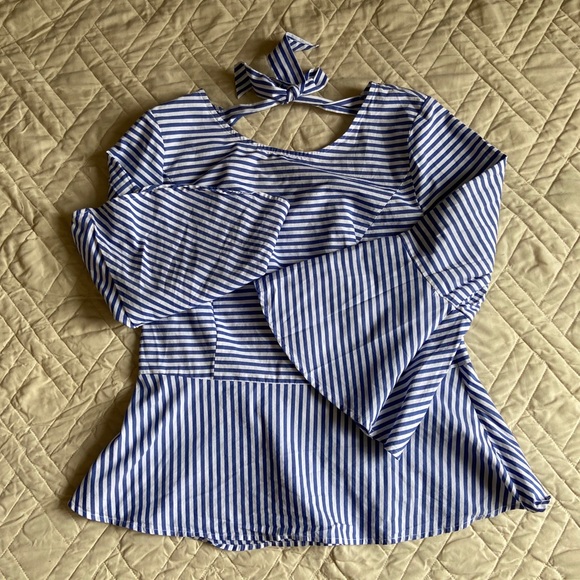 WHBM Open Back Striped Blouse - Picture 3 of 6